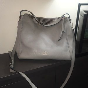 Grey Kate Spade crossbody leather purse